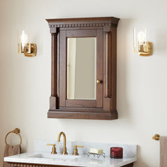 Medicine Cabinet, Claudia, Framed Single Door, Solid Wood, 24 Inch, Antique Coffee