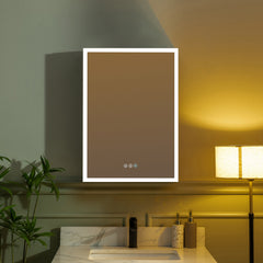 Medicine Cabinet, LED Lighting, Anti-Fog Mirror, Aluminum, Silver