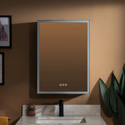 Medicine Cabinet, LED Lighting, Anti-Fog Mirror, Aluminum, Silver