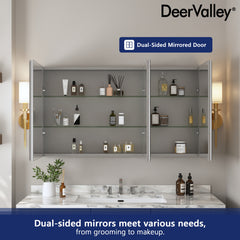 Medicine Cabinet, Surface Mount, Frameless, 3 Door, Aluminum, Silver