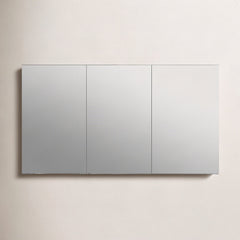 Medicine Cabinet, Surface Mount, Frameless, 3 Door, Aluminum, Silver