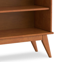 Mid Century Low Bookcase with 4 Open Shelves in Solid Wood