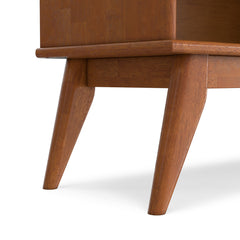 Mid Century Low Bookcase with 4 Open Shelves in Solid Wood