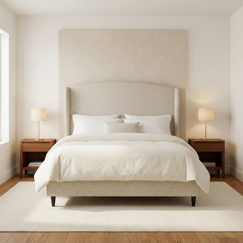 Grevane Mikala Wingback Platform Bed Frame - styled in a bedroom