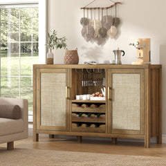 Mini Bar, Manufactured Wood with Wine Rack in Light Brown