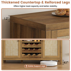 Mini Bar, Manufactured Wood with Wine Rack in Light Brown