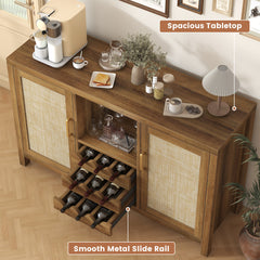 Mini Bar, Manufactured Wood with Wine Rack in Light Brown