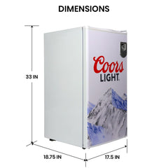 Mini Fridge, Coors Light, 3.2 Cu. Ft., Bottle Opener, Freestanding, White
