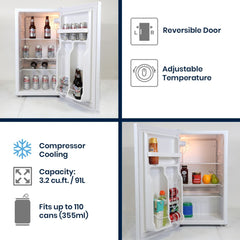 Mini Fridge, Coors Light, 3.2 Cu. Ft., Bottle Opener, Freestanding, White