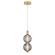 Mini Pendant Light, 2-Light Integrated LED, Smoke Glass Shades in Gold