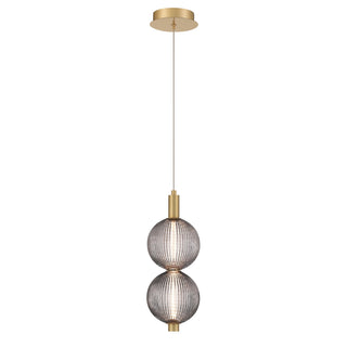 Mini Pendant Light, 2-Light Integrated LED, Smoke Glass Shades in Gold