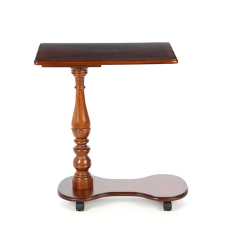 Mobile End Table with Casters, Cherry Veneer Finish