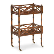 Mobile Server with 2 Shelves in Cherry with Rubberwood Legs