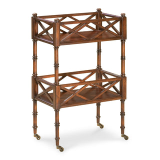 Mobile Server with 2 Shelves in Cherry with Rubberwood Legs
