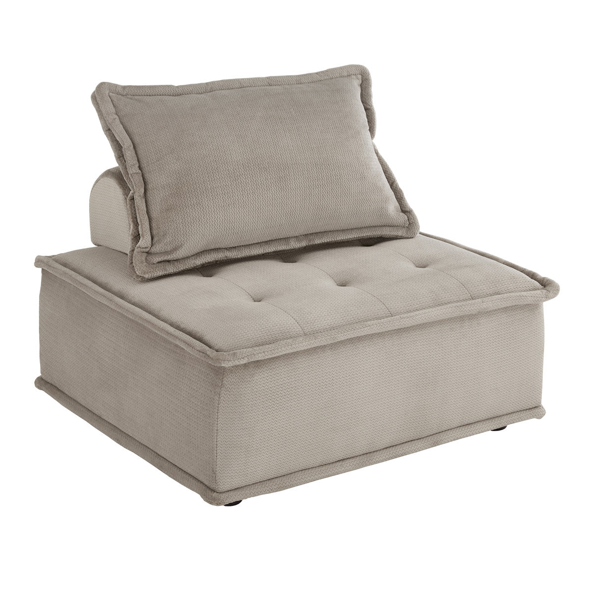 Modular Accent Chair with Pillow Back, Gray Tan Velvet