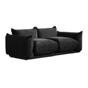 Modular Loveseat, Black Chenille, Round Arms, Solid Wood Frame