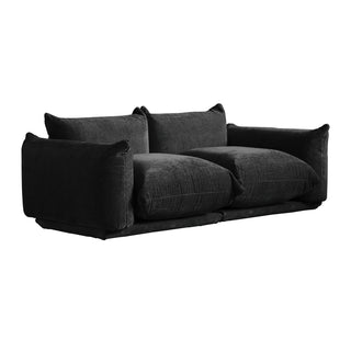 Modular Loveseat, Black Chenille, Round Arms, Solid Wood Frame