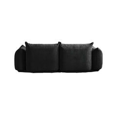 Modular Loveseat, Black Chenille, Round Arms, Solid Wood Frame