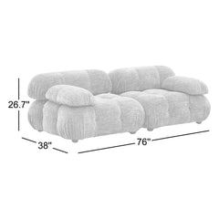 Modular Loveseat, Brown Chenille, Pillow Top Arms, 76 Inches Wide