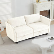 Modular Loveseat, Seats 2, White Chenille, Black Plastic Legs