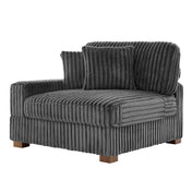 Modular One-Arm Armchair Unit, Gray Upholstery with Dark Brown Wood Legs