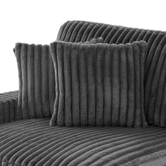 Modular One-Arm Armchair Unit, Gray Upholstery with Dark Brown Wood Legs