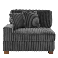 Modular One-Arm Armchair Unit, Gray Upholstery with Dark Brown Wood Legs