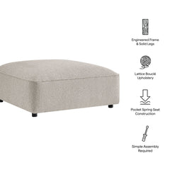 Modular Ottoman, Lattice Bouclé Upholstery, 41.3 in Square, Fog