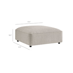 Modular Ottoman, Lattice Bouclé Upholstery, 41.3 in Square, Fog