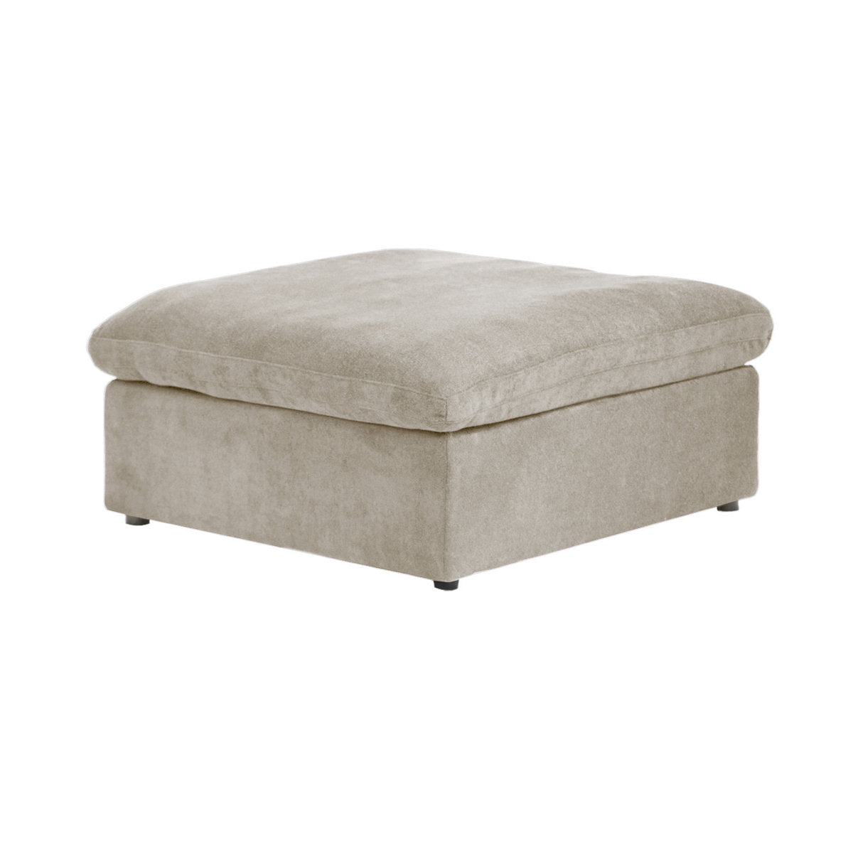 Modular Ottoman with Armrests, Khaki Linen
