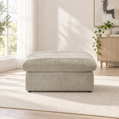 Modular Ottoman with Armrests, Khaki Linen