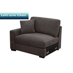 Modular Sectional Sofa, 6-Seat, Dark Gray Chenille, 2 Ottomans