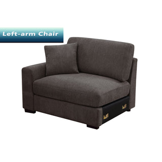 Modular Sectional Sofa, 6-Seat, Dark Gray Chenille, 2 Ottomans