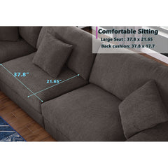 Modular Sectional Sofa, 6-Seat, Dark Gray Chenille, 2 Ottomans