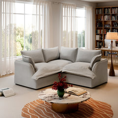 Modular Sectional Sofa, Gray Linen Blend Fabric, Wood Frame