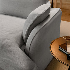 Modular Sectional Sofa, Gray Linen Blend Fabric, Wood Frame