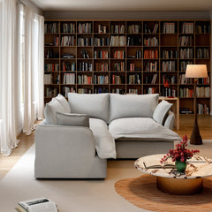 Modular Sectional Sofa, Gray Linen Blend Fabric, Wood Frame