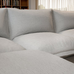Modular Sectional Sofa, Gray Linen Blend Fabric, Wood Frame