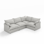 Modular Sectional Sofa, Gray Linen Blend Fabric, Wood Frame