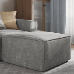 Modular Sectional Sofa Ottoman, Gray Polyester with Black Wood Legs