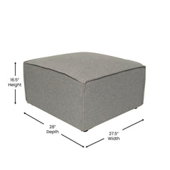 Modular Sectional Sofa Ottoman, Gray Polyester with Black Wood Legs