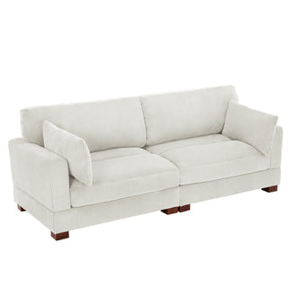Modular Sectional with 2 Corner Units in Beige Corduroy