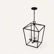 Studio | high angle view of the tapered cage, roof braces, and canopy