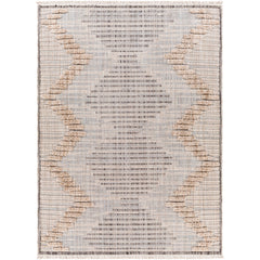 Moroccan Area Rug, 6'7" x 9', Neutral Tones with Fringe