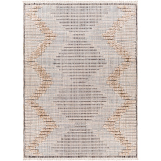 Moroccan Area Rug, 6'7" x 9', Neutral Tones with Fringe