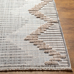 Moroccan Area Rug, 6'7" x 9', Neutral Tones with Fringe