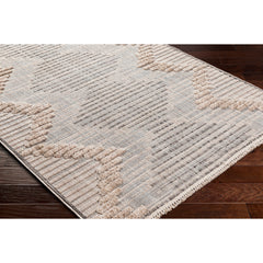 Moroccan Area Rug, 6'7" x 9', Neutral Tones with Fringe