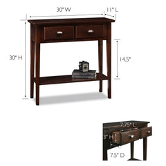 Narrow Entryway Console Table, 30-Inch, Chocolate Oak Finish