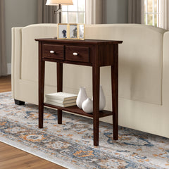 Narrow Entryway Console Table, 30-Inch, Chocolate Oak Finish