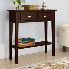 Narrow Entryway Console Table, 30-Inch, Chocolate Oak Finish